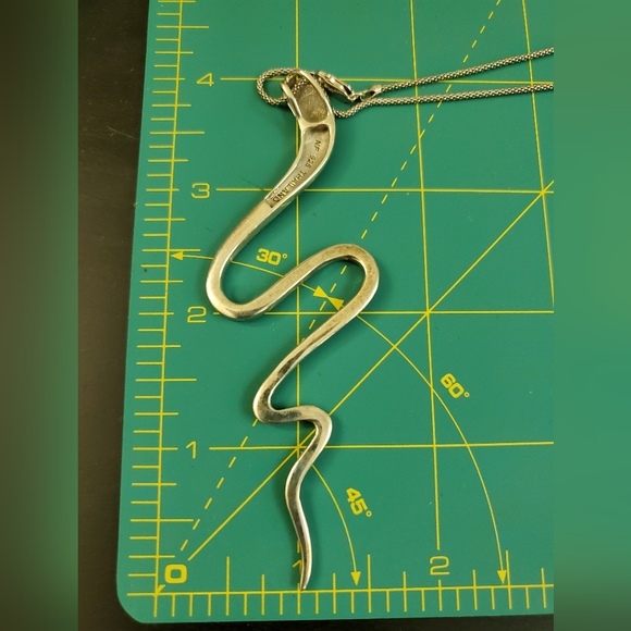 Sterling Silver 925 Snake / Serpent Marcasite Pendant Necklace - Picture 6 of 10